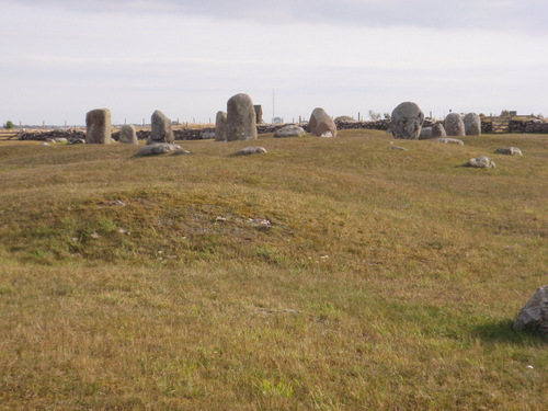 Viking burial mounds and depessions.